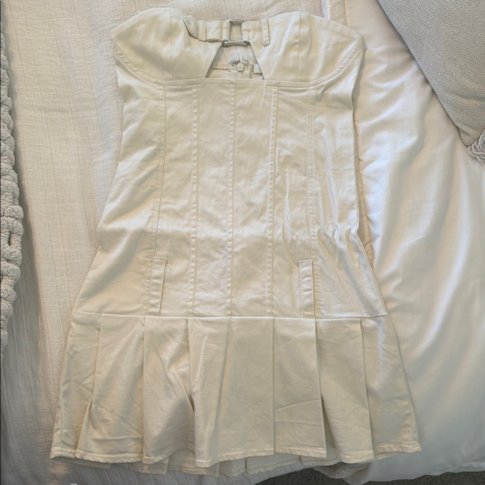 Peppermayo Cream Strapless Dress